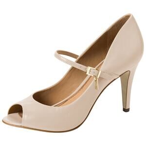 Leather Peep Toe Nude - Dumond